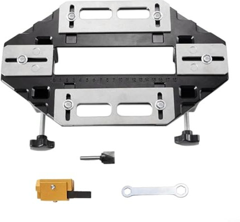 Alanmoship Hinge Hole Guide Jig,Aluminum Alloy Wooden Door Hinge Hole Opener Adjustable Positioning Mechanism Hinge Drilling Plate For Door Lock Installation