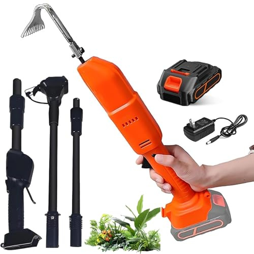 Zappa e diserbante elettrico, attrezzo da giardino con batteria al litio ricaricabile e asta telescopica, attrezzo da giardinaggio portatile con zappa e rastrello for smuovere il terreno(1 Battery)