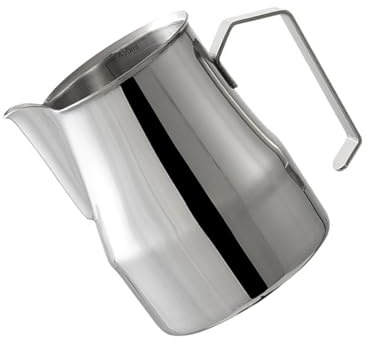 YUXITA Espumador de leche profesional de acero inoxidable 304 de 500 ml, jarra portátil para cocinar al vapor