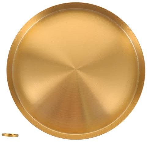 VALICLUD Plateau de Rangement Métal Doré Acier Inoxydable Rond Grand Format pour Bijoux Cosmétiques et Organiseur pour Maison et Table