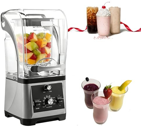 Mixeur silencieux avec couvercle insonorisé, presse-agrumes/mixeur de comptoir silencieux, broie la glace en 3 secondes, convient aux purées de fruits, aux smoothies et aux jus.(Gray)