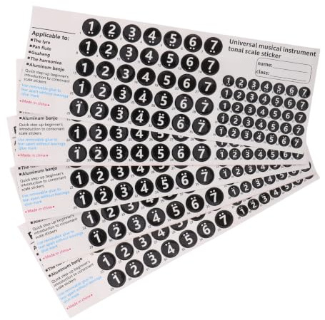 5 Stück Panflöten Notenaufkleber für 18 und 16-rohrflöten | Schwarz, Selbstklebend aus Pvc Papier, für Persönliche Übung und Auftritte