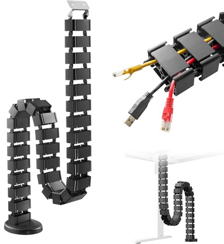 Kabelkanal skrivbord, 130 cm kabeldragning skrivbord kabelhantering kabelkanal flexibel kabelkedja kabelhantering för skrivbord för höjdjusterbara och fasta skrivbord