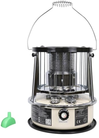 9000 BTU Stufa a Kerosene Da Interni Riscaldamento a Stoppino Serbatoio Da 4,6 Litri Riscaldamento Di Emergenza Senza Elettricità Riscaldatore per Campeggio,Emergenze,Off-white-Singleitem