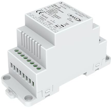 Led Dimmer DALI Da Guida Barra DIN, 12V 24V 36V 48V 15A, 1 Canale Tensione Costante, Pulsante NO, Push Dim, DALI-2, PWM 2KHz 8KHz 16KHz, per Strisce LED Monocolore