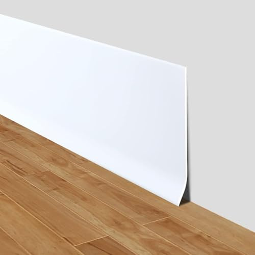 Moldura flexible de 10 m, color blanco, para zócalo y pegar, 10 cm, base de vinilo adhesivo de goma, para una fácil instalación y decoración del hogar