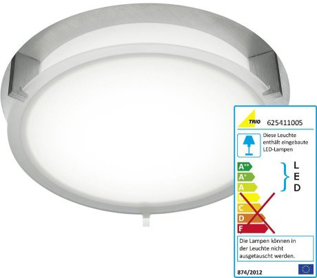 Trio Leuchten LED Deckenleuchte in Aluminium, inklusiv 1x10W LED 3100K 900 Lumen , ø: 32 cm, Höhe: 9 cm, glas weiß / rand klar 625411005