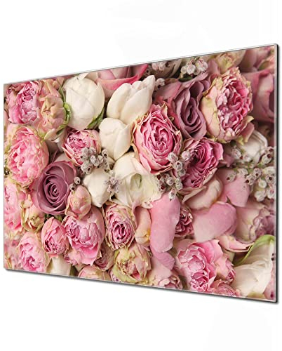 banjado Glas Magnettafel (90 x 60cm) - Magnetwand Glas - Magnetpinnwand als Memoboard - Pinnwand Magnettafel Küche, Büro, Kinderzimmer - Strauss Rosen