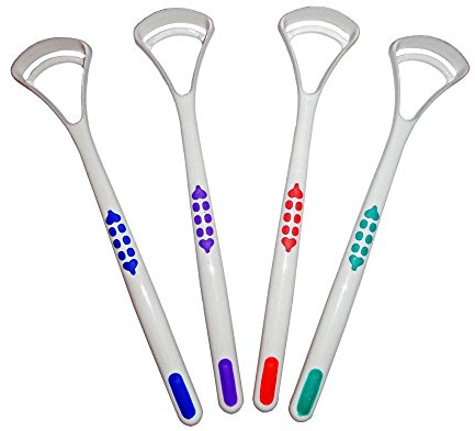Tongue Scraper Cleaner x 2 - Oral Dental Care (Red, Purple)