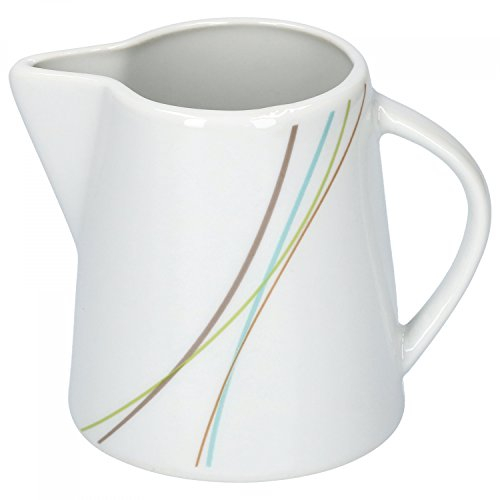 Van Well Aliha Milchkännchen, 230 ml, Gießer, Sahne-Kännchen, Kaffeezubehör, Liniendekor, edles Marken-Porzellan