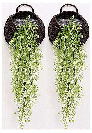 Artificial Hiedra 33 pulgadas realista que cuelgan de la vid artificial de Cuerda Ivy naturales vibrantes flores artificiales para la pared del hogar decoración de jardín (paquete de 2, Blanco)