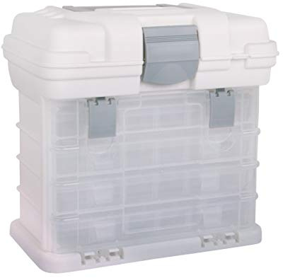 Rayher Caja de almacenaje con asa y cajones, 27,5x17,5x26 cm, transparente, 39574000