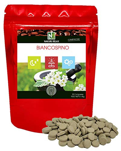 Biancospino/NAKURU Relax/Polvere Organica in polvere essiccata e compressa a freddo/Analizzata e condizionata in Francia (90 Compresse da 500mg / Peso Netto: 45g / Rosso)
