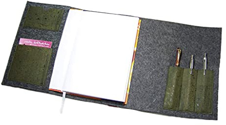 Handmade Kalender Organizer Kalenderhülle Merino Wollfilz mit Kork Farbwahl für Din A5 Buchkalender, Notizbuch, Buch, nachhaltig