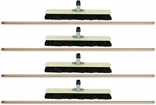 Novaliv 4 escobas de crin de caballo, con mango de madera, 40 cm, suave y fino, escoba para habitaciones, patios