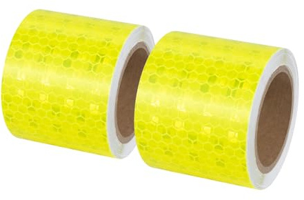 Xrkuu 2 rouleaux de ruban adhésif réfléchissant de sécurité - 3 m x 5 cm - Sans résidus Ruban adhésif de marquage de sécurité - Avertissement de sécurité pour camions, vélos, poussettes, casques(Vert)