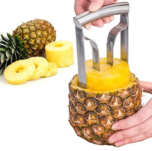 Easy Pineapple Cutter Small Shapes - Attrezzo da cucina per affettare l'ananas in acciaio inossidabile per la casa Negozio di frutta Supermercato Ristorante | Lame affilate Manico antiscivolo Vincente