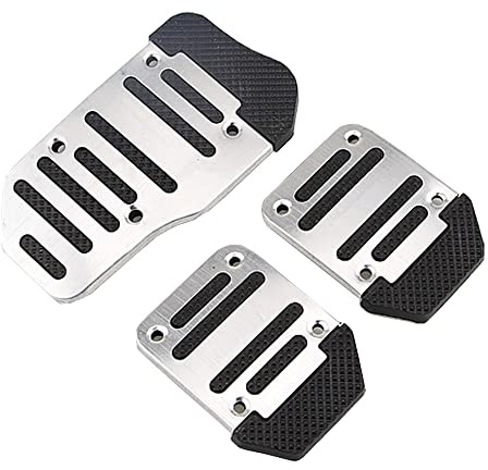 Auto Pedal Set Aluminium Anti Rutsch Auto Gaspedal und Brems Pedal abdeckung (Silber)