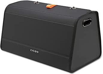 Ergocar Organizer pieghevole per bagagliaio, in pelle, apertura a 180°, scatola multi-scomparto, fondo antiscivolo, accessorio essenziale