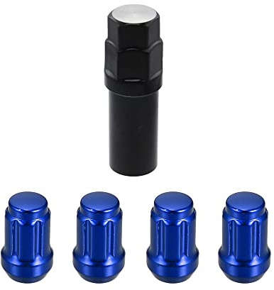 X AUTOHAUX Tuercas Antirrobo De Rueda Azul 1Pc para Coche Acero | Negro, M12X1.5, 20X32Mm, 24X70Mm, Para Chevy, Para Ford, Para Toyota, Para Dodge, Para Hyundai, Para Kia, Para Mazda