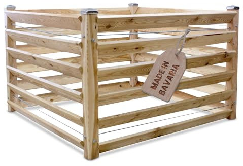 Gartenwelt Riegelsberger Composteur moderne simple env. 120 x 120 cm - Hauteur : 80 cm - En bois de mélèze massif - Composteur en bois - Système d'emboîtement