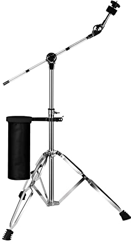 keerpusi Beckenständer Schlagzeug mit Trommelstäbchen-Halterung, hoher Galgen und gerader Kombination, doppelt verstrebte Beine mit Gummifüßen