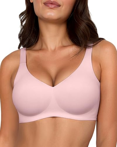 Gailife Wireless Jelly Bras for Women Smooth Seamless Everyday T-Shirt Bra -PK,M Pink