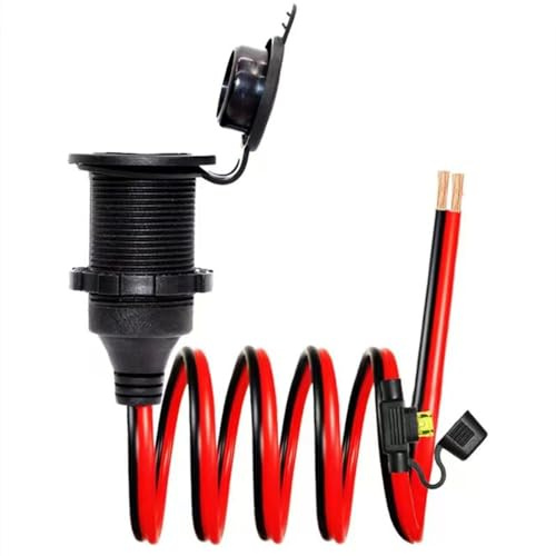 YOUNLEN Zigarettenanzünder,Zigarettenanzünderbuchse Wasserdicht Marine Grade 12V / 24V Gleichstrom-Feuerzeugsteckdose Steckdose mit 14AWG 20A Anschlusskabel,für Auto Boot Motorrad 1M