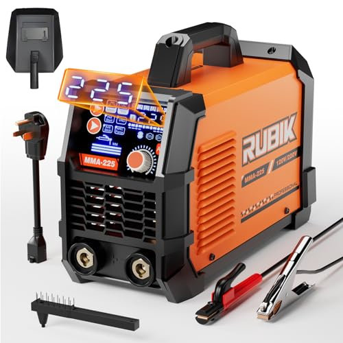 225 Amp Stick Welder with Large LED Display, Digital IGBT Inverter, 110V/220V Portable MMA Welding Machine. Features Include Dual Voltage, Hot Start, Arc Force, Anti-Stick, and VRD Protection.