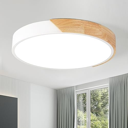 Natsen 36W Deckenleuchte LED Deckenlampe Bürodeckenleuchte | dimmbar mit Fernbedienung, modern Design für Wohnzimmer Schlafzimmer Küche Büro, Holz, 40*40*4cm
