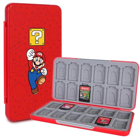 TIKOdirect Red M Hard Shell Game Card Case for Nintendo Switch, Stores 24 Game Cards & 48 SD Cards, Magnetic Closure