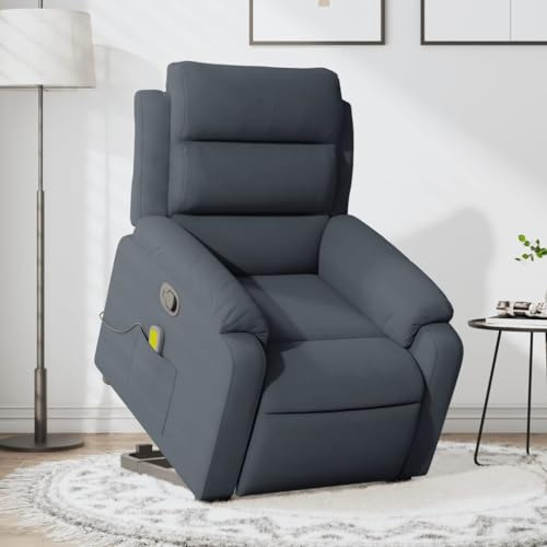 vidaXL Massagefåtölj med uppresningshjälp Mörkgrå sammet, fåtölj, fåtölj med uppresningshjälp, reclinerstol, fåtöljer, fåtöljer med uppresningshjälp