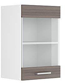 Vicco Hängeschrank R-Line, Grau, 40 cm | mit Glastür, zur Aufbewahrung von Haushalts- und Gebrauchsgegenständen