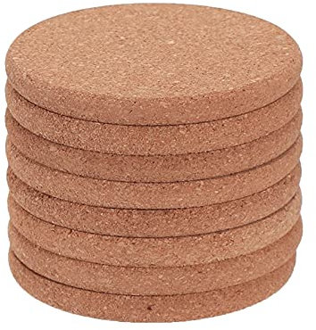 Posavasos Postones de Agua de té de Corcho 8 Posavasos de Agua Redondos de Madera, 3.9 Pulgadas de diámetro Que Reduce el Ruido de la Redonda Redonda sin Deslizamiento Portavasos