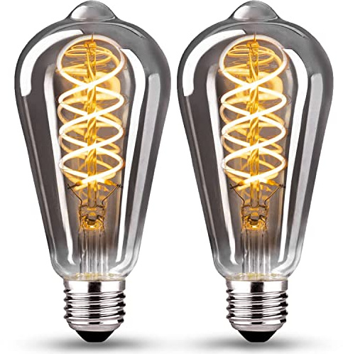 HUSTUNG Edison Vintage Glühbirne E27 4W Dimmbar LED ST64 - Rauchgraues, 2 St.