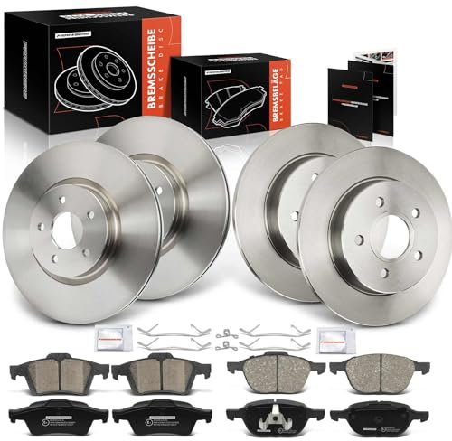 Frankberg Bremsensatz inkl. 4x Bremsscheiben + 8x Bremsbeläge Vorne Hinten Kompatibel mit C-Max DM2 Focus C-Max DM2 Focus II Turnier DA DS FFS Replace# 1233679, 1360254