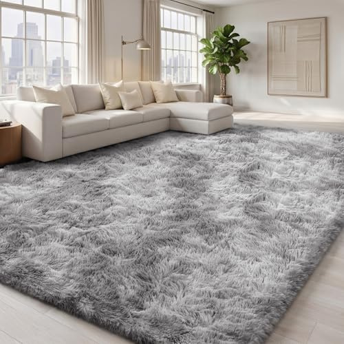 Treeboy Large Rugs Living Room 160x230cm,Grey Fluffy Shaggy Bedroom Rug | Washable Large Area Rugs, Anti Slip Modern Fluffy Rug,Non-Shedding Soft Shaggy Floor Carpet for Bedroom,Kids Room, Nursery