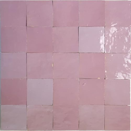 0,2m² marokkanische Zellige Fliesen - fugenlose Wandfliesen (rosa)