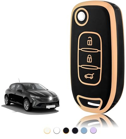 TOOMUME Schlüsselhülle TPU, Autoschlüssel Hülle Passt für Renault Kangoo 3 Twingo 3 Megane 4 Trafic 4 Clio 5 Captur Dacia Sandero Stepway Duster, Schlüsselcover Schutz Schlüsselgehäuse - Flip Key