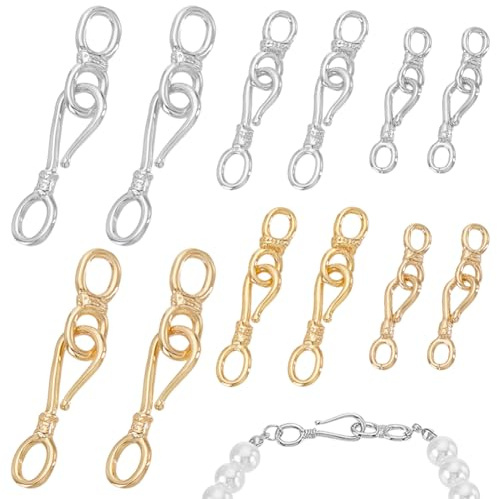 AHANDMAKER 12 Stück S Haken Verschluss 6 Stile Ring Knebelverschlüsse Verbinder Messing S Haken Verschluss Und Ösenverschluss Verbinder Für DIY Halsketten Armbänder Schmuckherstellung