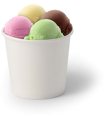 GREENBOX 50x Eisbecher Pappe 250 ml weiß - Einwegbecher plastikfrei und biologisch abbaubar - Dessertschale To-go-Becher