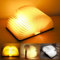 Lámpara de libro plegable de madera, 19 x 14,5 x 2,5 cm, recargable por USB, 3 colores, 360 °, plegable, lámpara de libro LED para novia, niños, regalo para el hogar (cubierta de libro de arce blanco)