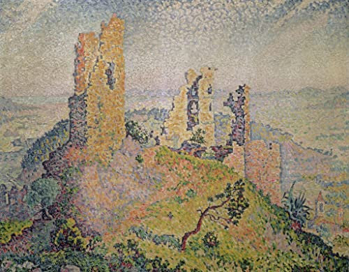 ZHAOSHAN Berühmte Gemälde Wanddekorationen Gemalde Wand-Kunst Bild Landschaft mit einer Burgruine von Paul Signac Wandbilder Drucke Poster für Wanddekoration 60x90cm