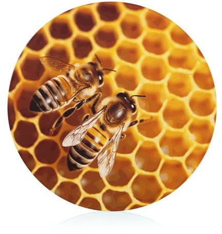 Bee On Wabenschneidebrett für Küche, rundes Muster, Schneideblock aus gehärtetem Glas, rutschfestes Glasschneidebrett, personalisierte Schneidematten für Zuhause