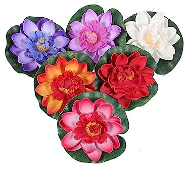 Kisangel 10 cm Mischfarbe Simulation Lotus Schwimmende Lotusblume Teich Aquarium Künstliche Aquarium Pflanze