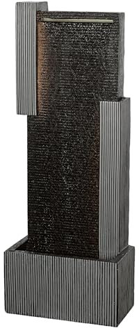 Dehner Gartenbrunnen Minerva, Terassenbrunnen frostbeständig, Brunnen für Außen, mit LED Beleuchtung,ca. 100 x 38 x 23 cm, Polyresin, schwarz