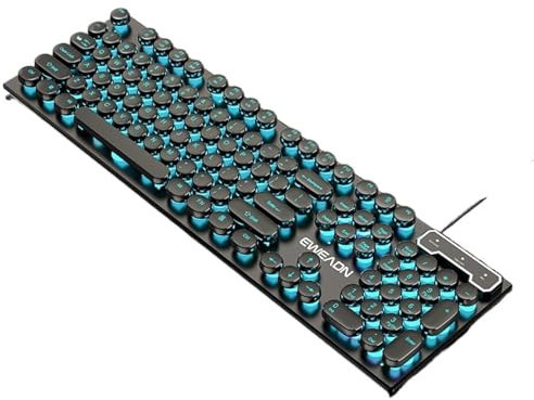 YBNSXP Tastiera retroilluminata a 104 Tasti con Sensazione Meccanica Reale, Tastiera da Gioco cablata, Tastiera retroilluminata da Gioco for PC Portatile da Ufficio(Black with bluelight)