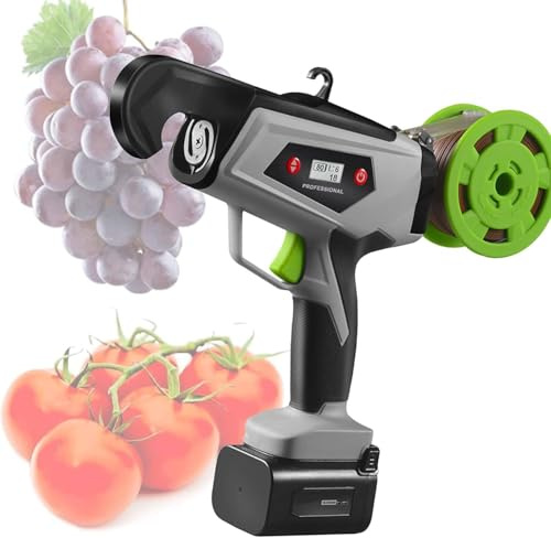 FJYAWEN Electric Plant Tying Machine with Digital Display, Lightweight Tying Machine, with 2 X 2ah Lithium Batteries, for Tomatoes Vineyards Fruit Trees Vegetables, Agriculture