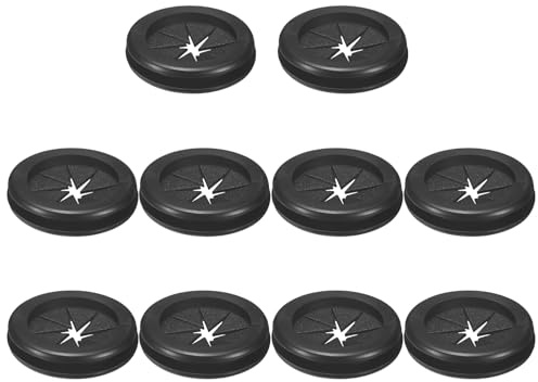 M METERXITY 10-Pack Rubber Grommets for Wiring 32mm Desk Grommet Black | Double-Sided Flexible Cable Cord Cover, Desk Hole Protection for Cables, Wires, Petal-Shaped