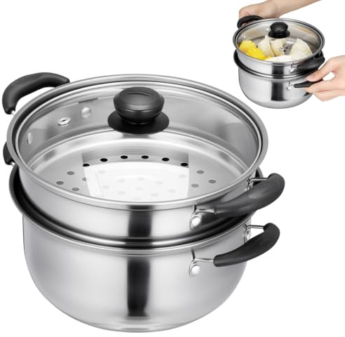 Ciieeo Cuiseur Vapeur Inox Marmite De Cuisine Profonde 20 Cm Pour Cuisson Vapeur Compatible Gaz Et Plaques Électriques Pour Maison Et Cuisine